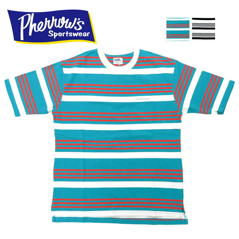 フェローズ PHERROW'S เสื้อยืดแขนสั้นลายริ้ว ปักโลโก้ 25S-PBBT2