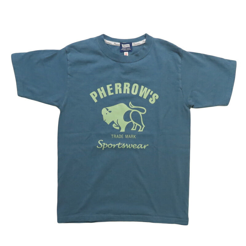 フェローズ PHERROW'S เสื้อยืดแขนสั้นพิมพ์โลโก้บัฟฟาโล่「Buffalo」26S-PT2【คอลเลกชันฤดูใบไม้ผลิ/ฤดูร้อน 2026】