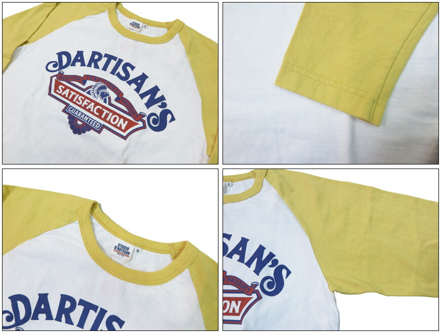 ダルチザン ステュディオ・ダ・ルチザン STUDIO D'ARTISAN 3/4-Arm Rundschnitt Raglanärmel Print T-Shirt „SATISFACTION“ 8162A
