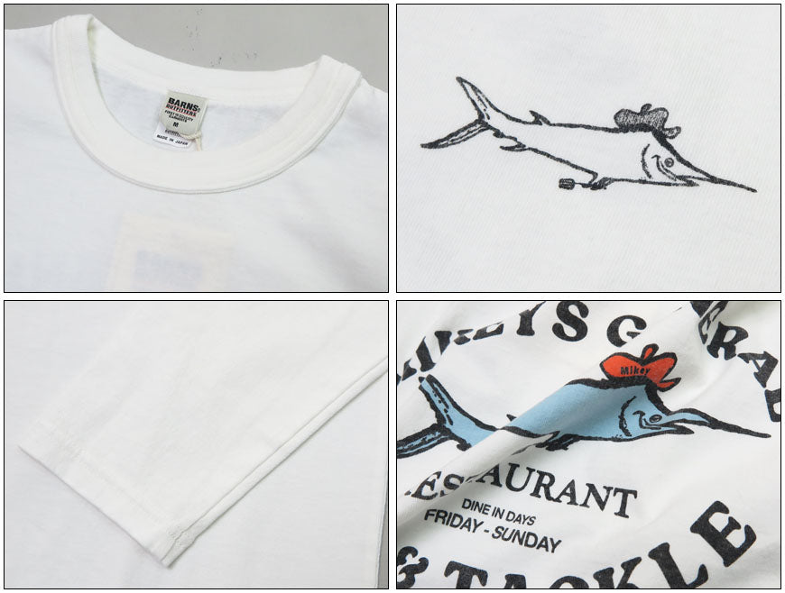 バーンズ BARNS 長袖 タフネック プリント Tシャツ ”Mikey's Generals” BR-24327