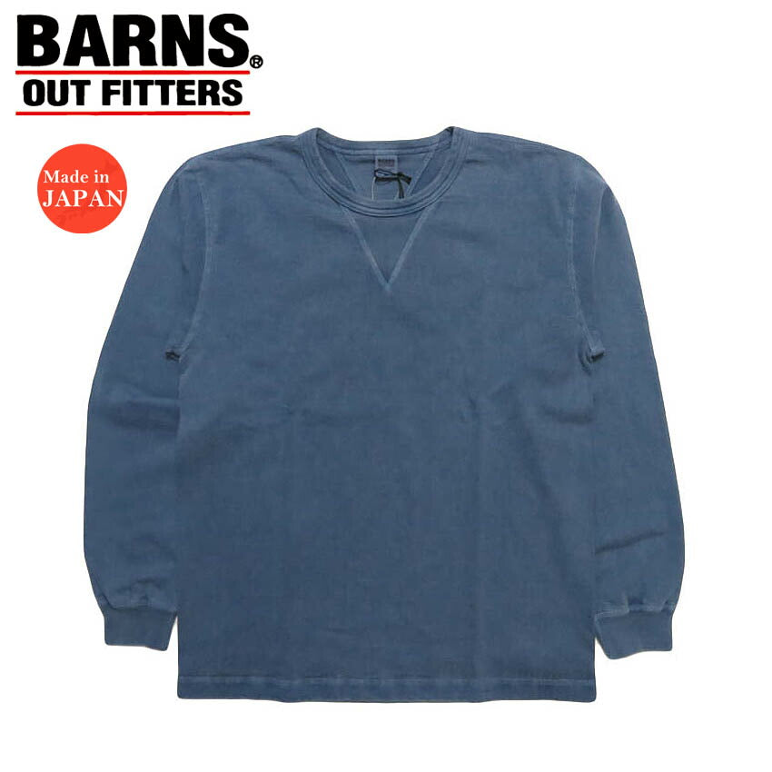 バーンズ BARNS Langarm T-Shirt mit beidseitigem V-Einsatz am Rundhalsausschnitt 2026ss Farbe "COZUN" Vintage Pigment Union Special BR-3043PG-26【2026年春夏新作】