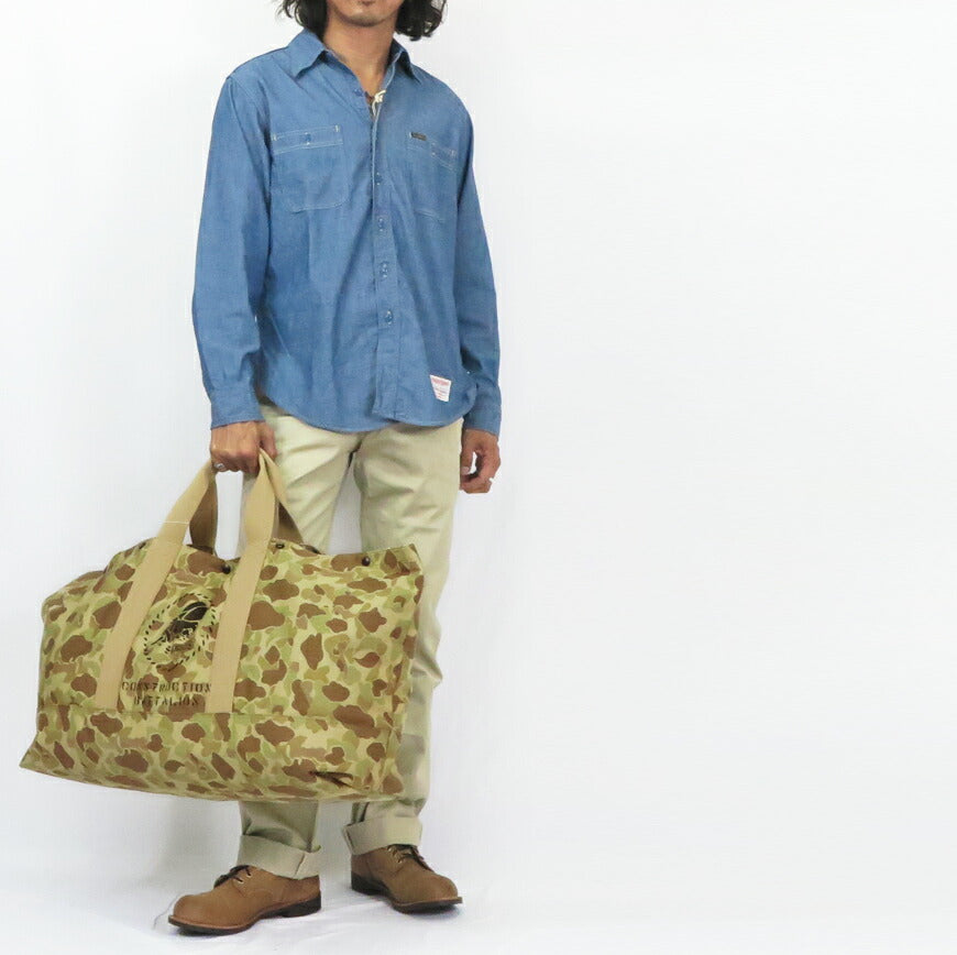 バズリクソンズ Buzz Rickson's กระเป๋าผ้าทอแบบเฮริ่งโบนลายพรางกลับได้ SEABEES STENCIL BR02832