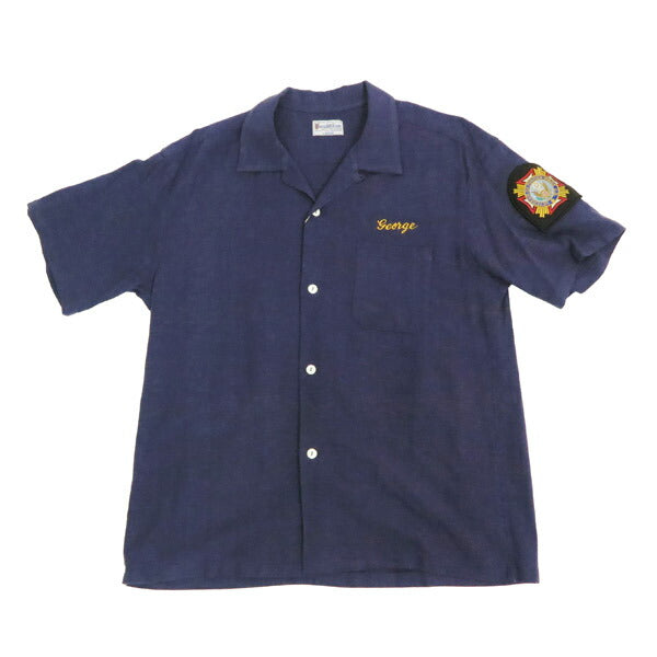 バズリクソンズ Buzz Rickson's 半袖 U.S. NAVY レーヨン/リネン 半袖 オープン シャツ チェーン刺繍 麻 br39510