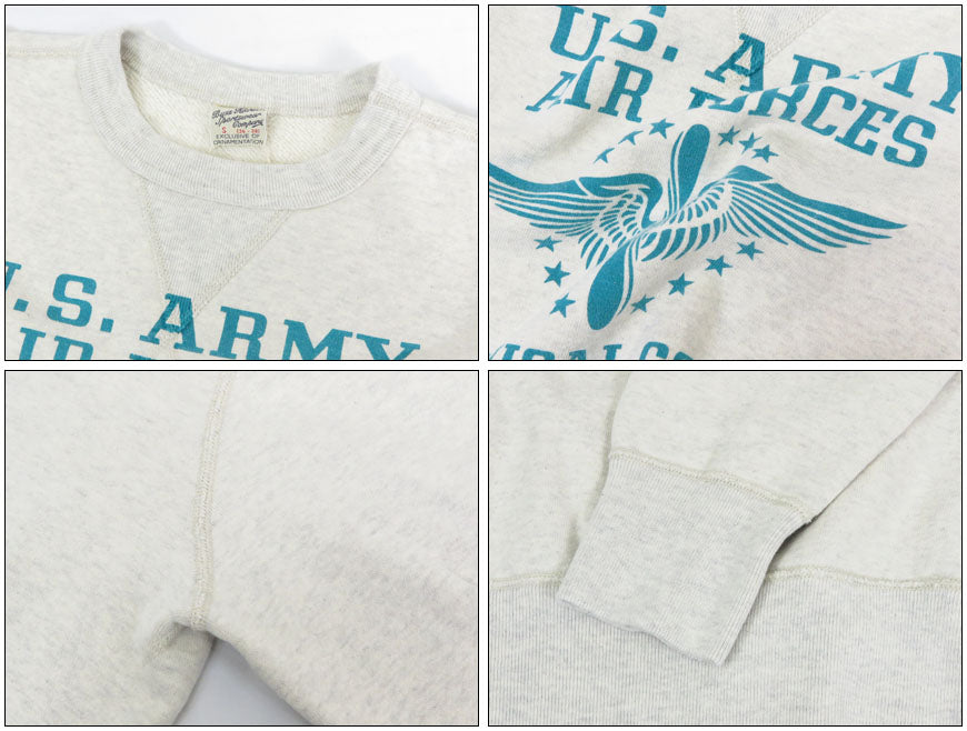 バズリクソンズ BUZZ RICKSON'S 長袖 セットイン クルーネック スウェット プリント "U.S. ARMY AIR FORCES" BR69450