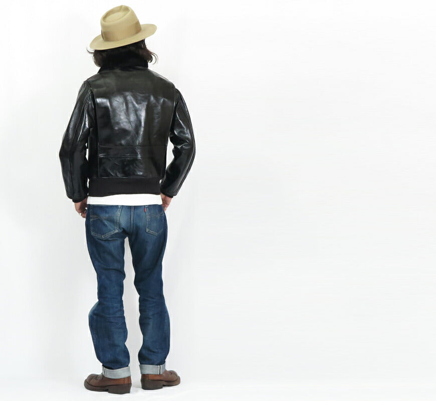 バズリクソンズ Buzz Rickson's WILLIAM GIBSON BLACK AN-J3A หนังม้า สีดำ แจ็คเก็ตหนังวิลเลียมกิ๊บสัน G-1 BR80655