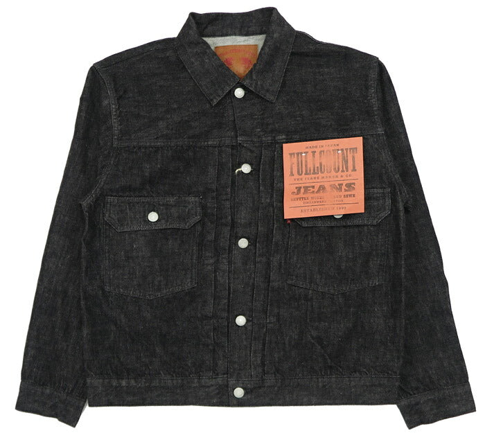 フルカウント FULLCOUNT 2102BK Zweitmodell Schwarze Denim Jacke 2nd Modell 13,7oz Simbabwe Baumwolle