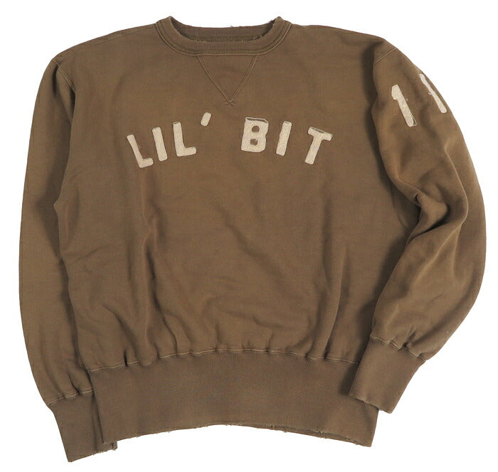 FULLCOUNT verwaschener Crewneck-Sweatshirt mit Used-Effekt, Filzaufnäher LIL' BIT FC3771-1【Neuheit Herbst/Winter 2026】
