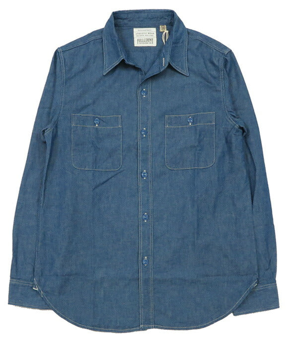 フルカウント FULLCOUNT เสื้อเชิ้ตทำงานแขนยาวผ้าชัมเบรย์ 5oz รุ่นมาตรฐาน Lot.4810
