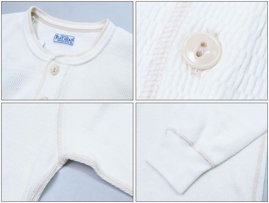 フラットヘッド THE FLAT HEAD Langarm Uni T-Shirt Thermal Henley FN-THLH-004