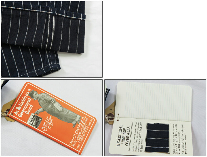 HEADLIGHT Originalnachbildung 8oz SPECIAL WOVEN STRIPE DENIM Dungarees Arbeitshose SUGAR CANE HD42499