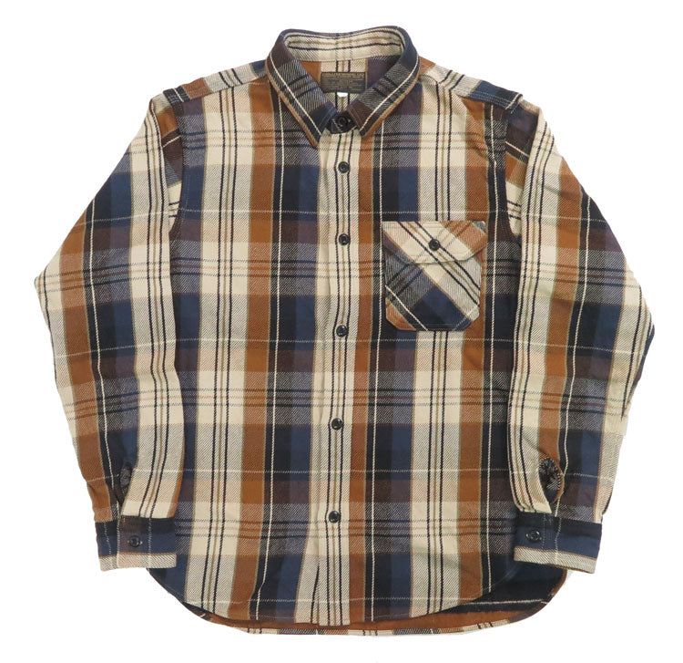 DeluxeWare DELUXEWARE Pangmahabang Manggas Mabigat na Flannel na Kamiseta Check "ORANGE CHECK" HV-53