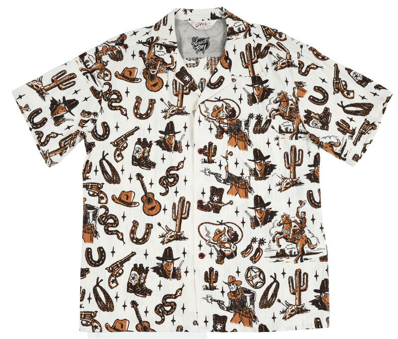 STAR OF HOLLYWOOD スターオブハリウッド maikling manggas na dobby cotton na bukas na kwelyo na kamiseta "THE WESTERNE" ni VINCE RAY Aloha shirt Hawaiian shirt SH39706 【Bagong koleksyon para sa tagsibol at tag-init 2026】