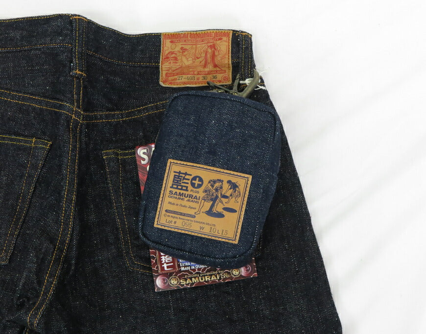 サムライジーンズ SAMURAI JEANS ミニ デニムポーチ 18oz藍+サムライコットンセルビッチデニム SJDP24-AI