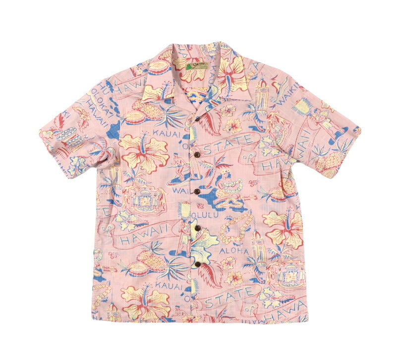 Sun Surf SUN SURF Camisa hawaiana de manga corta de algodón y lino con hilo slub "STATE OF HAWAII" Camisa aloha SS39693 【Nueva colección primavera-verano 2026】