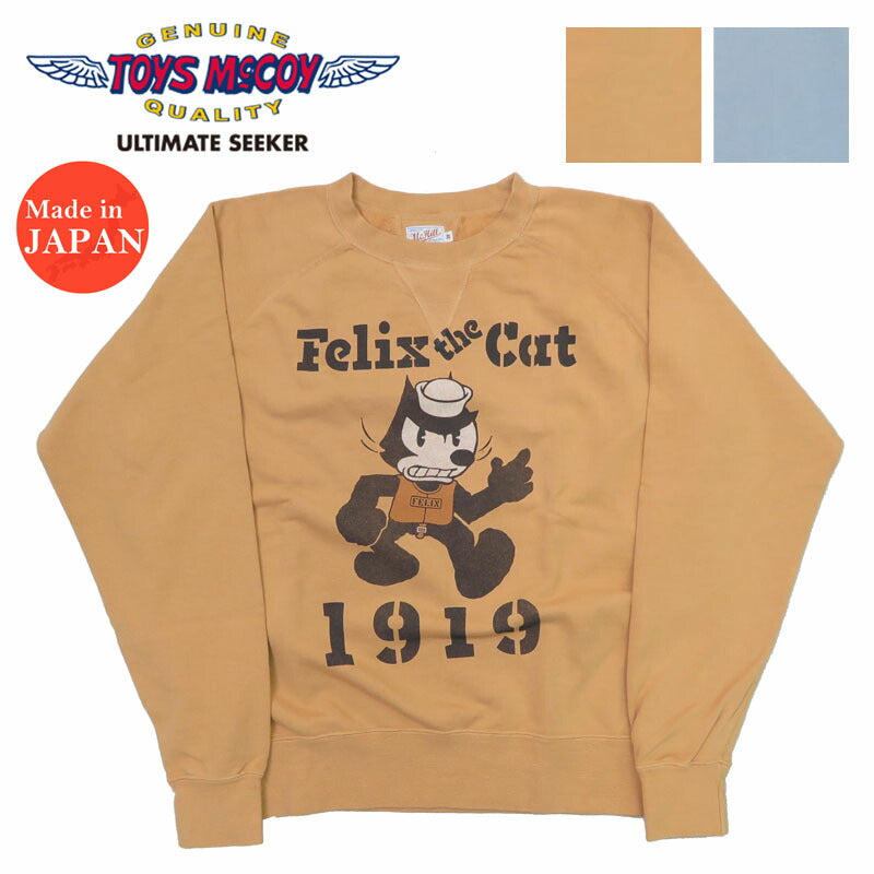 TOYS McCOY Felix the Cat スウェット TMC2449 L TOYS McCOY Long-Sleeve Printed Garment-Dyed Crew Neck Sweatshirt