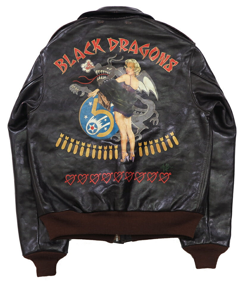 토이즈 맥코이 TOYS McCOY A-2 가죽 플라이트 재킷 MARILYN MONROE BLACK DRAGONS 홀스하이드 말가죽 TMJ2427