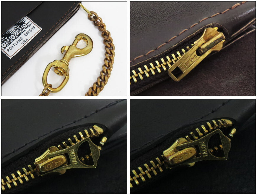 랑리츠 레더스 Langlitz Leathers 체인 지갑 브라운 가죽 트러커 바이커스 롱 가죽 장지갑 가죽