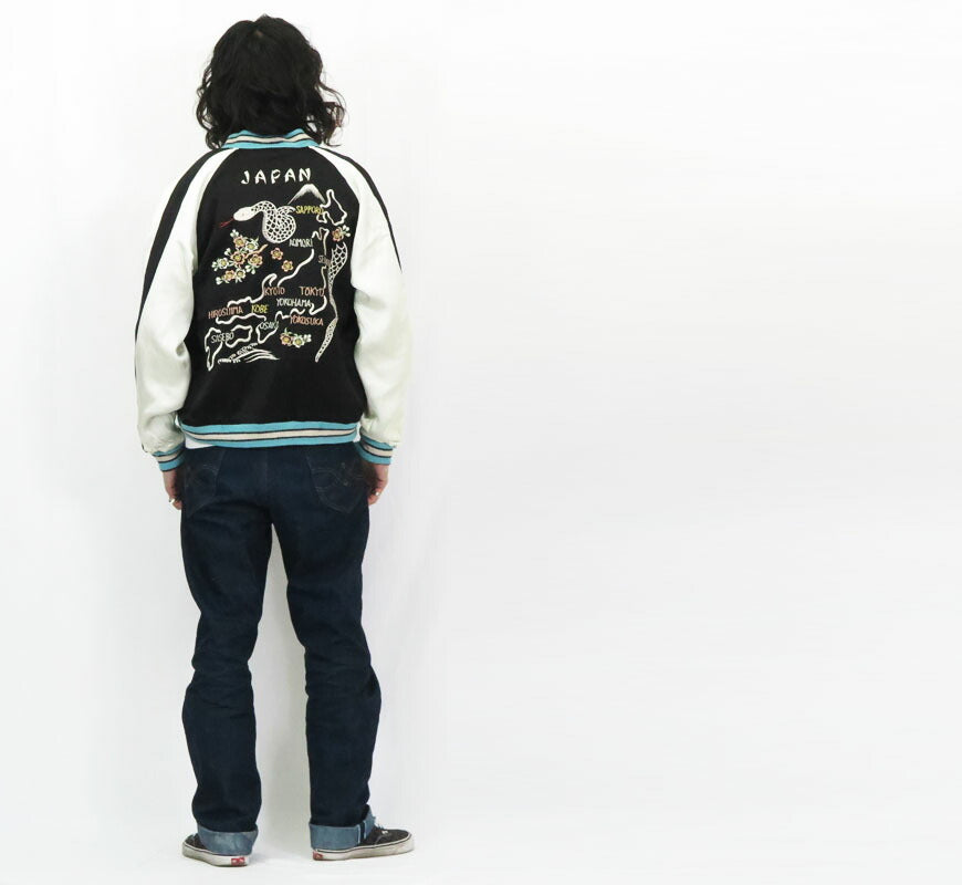テーラー東洋 テイラー東洋 Tailor Toyo Wende Acetat Satin Sukajan Hafenhandel SPECIAL EDITION 60 Jahre Limitierte Auflage WHITE SNAKE × JAPAN MAP & SNAKE Souvenir Jacke TT15712