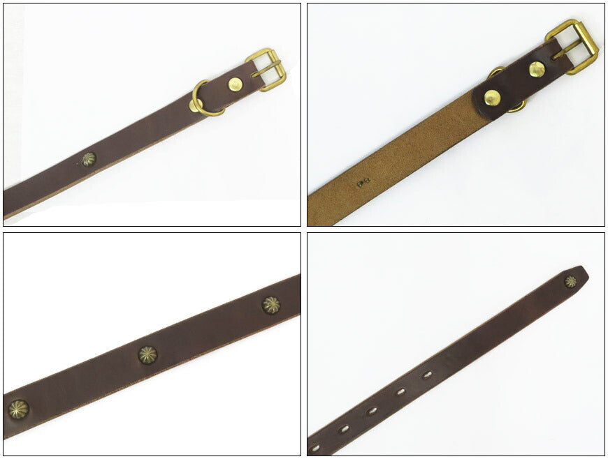 ART BROWN Art Brown Horween Chromexcel Leder langer Gürtel Messingnieten Echtes Leder VGB21166AB