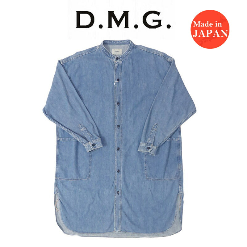 ドミンゴ D.M.G. DOMINGO เสื้อเชิ้ตโอเวอร์เชิ้ตผ้าดิบ 6oz สีฟ้า 16-826e