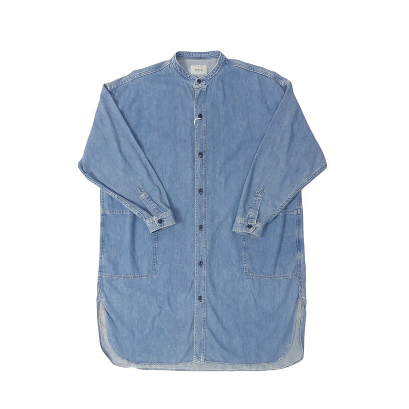 ドミンゴ D.M.G. DOMINGO เสื้อเชิ้ตโอเวอร์เชิ้ตผ้าดิบ 6oz สีฟ้า 16-826e
