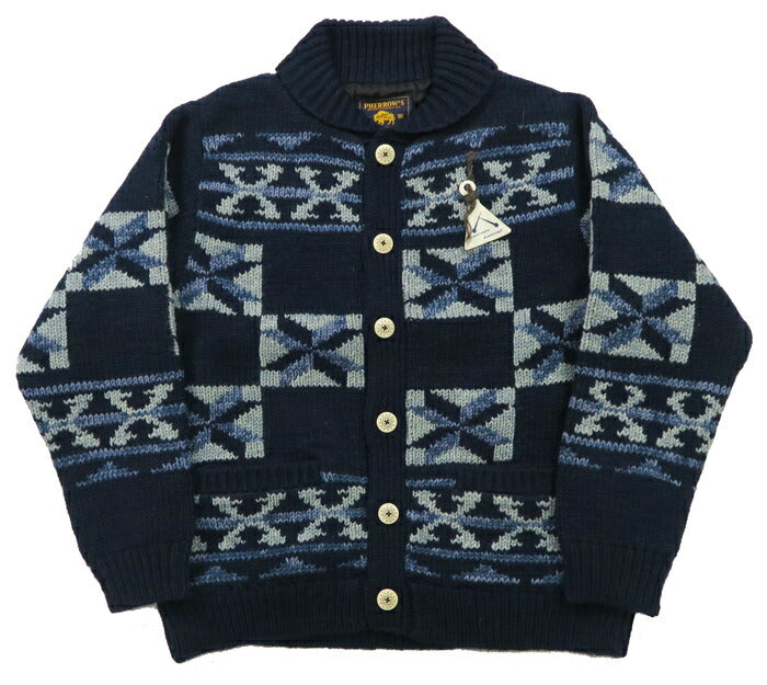 Pherrow's Langarm Handgestrickter Fisherman Cardigan Strick Nepal 24W-PNS-CARDIGAN