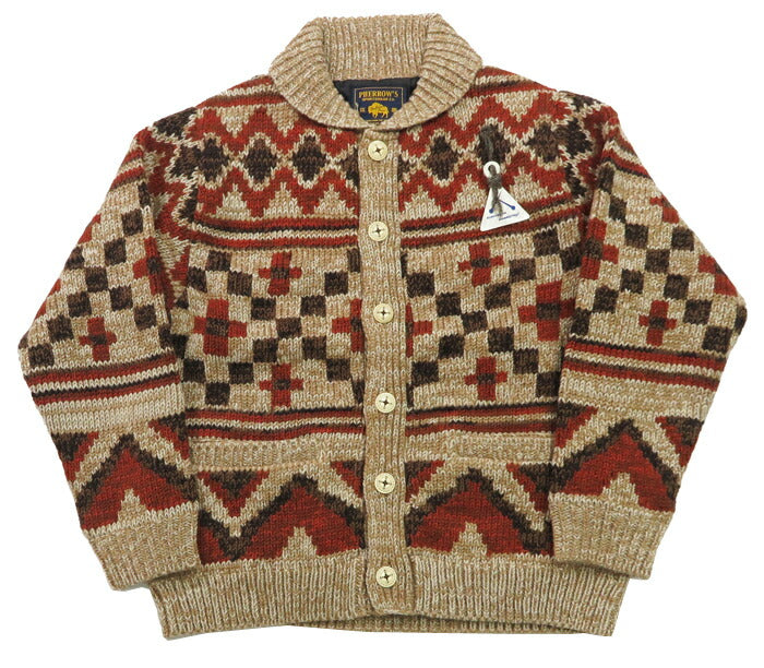 Pherrow's Langarm Handgestrickter Fisherman Cardigan Strick Nepal 24W-PNS-CARDIGAN