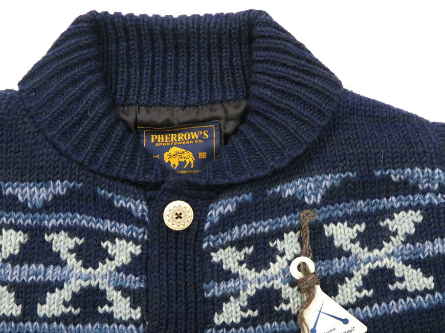 Pherrow's Langarm Handgestrickter Fisherman Cardigan Strick Nepal 24W-PNS-CARDIGAN