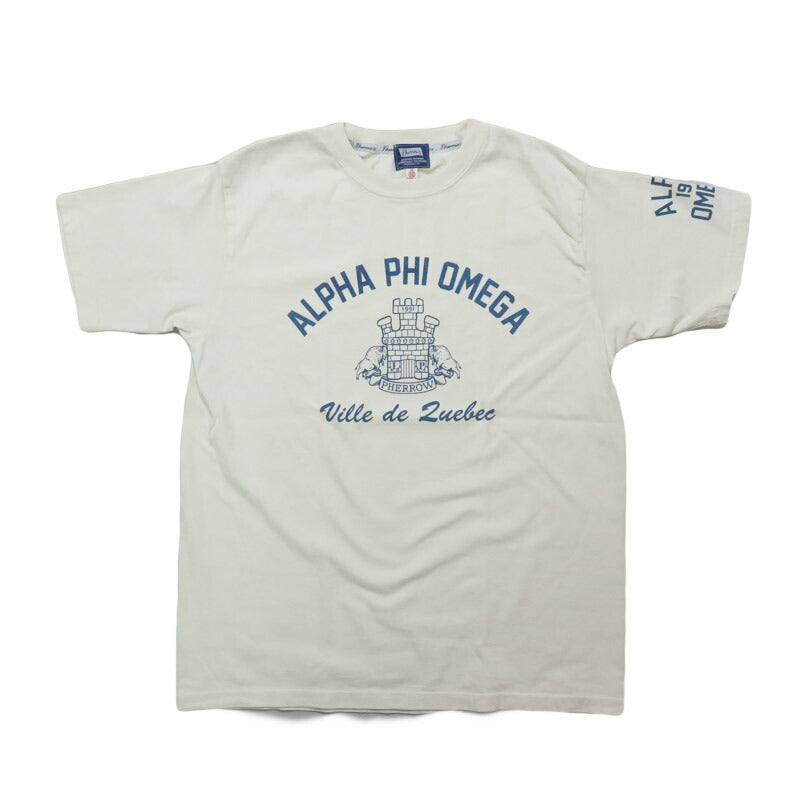 フェローズ PHERROW'S 半袖 プリント Tシャツ「ALPHA PHI OMEGA」25S-PT21
