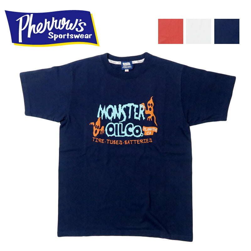 フェローズ PHERROW'S 半袖 プリントTシャツ「MONSTER OIL Co.」25S-PT31