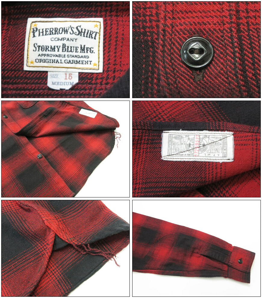 フェローズ Pherrow's 長袖 バッファローチェック ワークシャツ  ChecknelShirt 25W-770WS-C