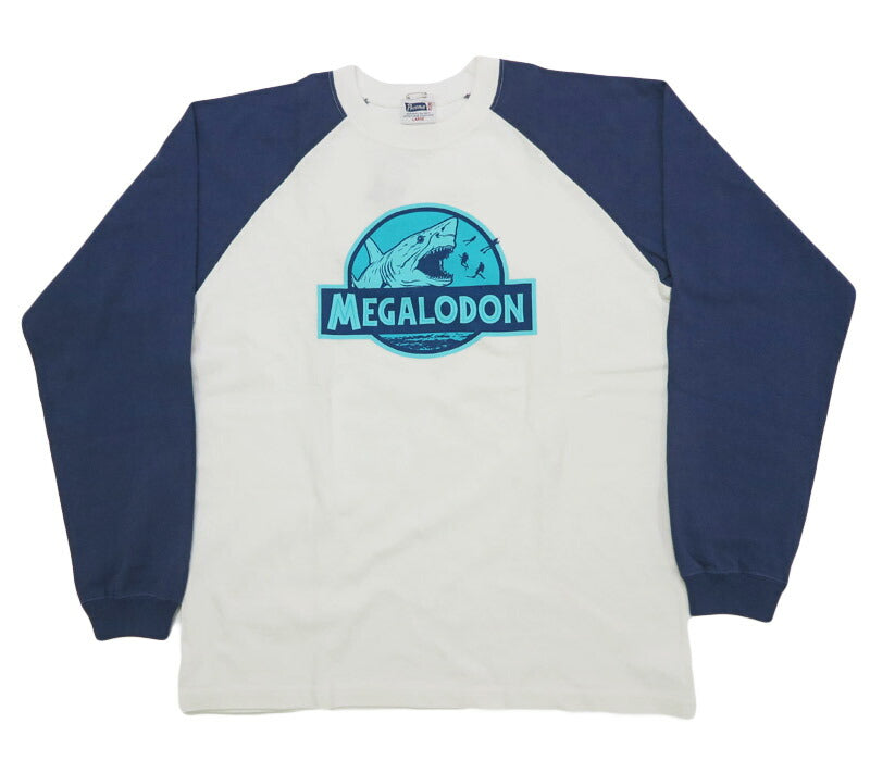 フェローズ PHERROW'S เสื้อยืดแขนยาวพิมพ์ลายแขนแร็กแลน "เมกาโลดอน" 25W-PRLT1