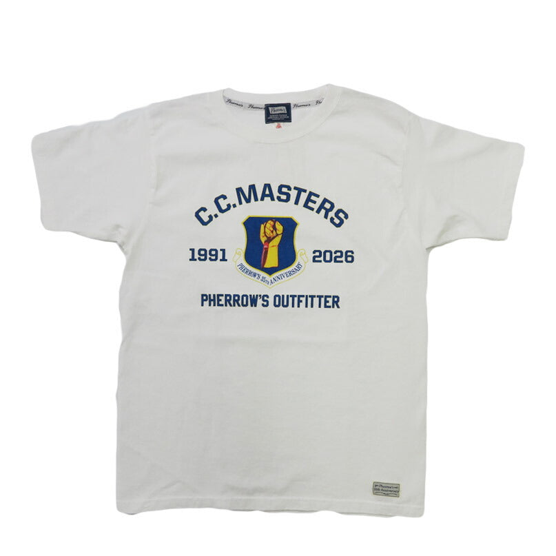 フェローズ PHERROW'S เสื้อยืดแขนสั้น L-2A ฉลองครบรอบ 35 ปี พิมพ์ลาย "C.C.MASTERS" 26S-PT-L-2A【คอลเลกชันฤดูใบไม้ผลิ/ฤดูร้อน 2026】