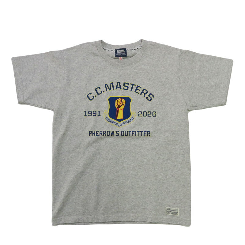 フェローズ PHERROW'S เสื้อยืดแขนสั้น L-2A ฉลองครบรอบ 35 ปี พิมพ์ลาย "C.C.MASTERS" 26S-PT-L-2A【คอลเลกชันฤดูใบไม้ผลิ/ฤดูร้อน 2026】