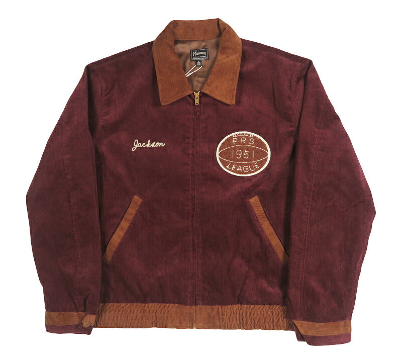 PHERROW'S Cordjacke mit Buchstabenstickerei, Aufnähern und Collegejacken-Stil 26W-PFCJ1【Neuheit Herbst/Winter 2026】