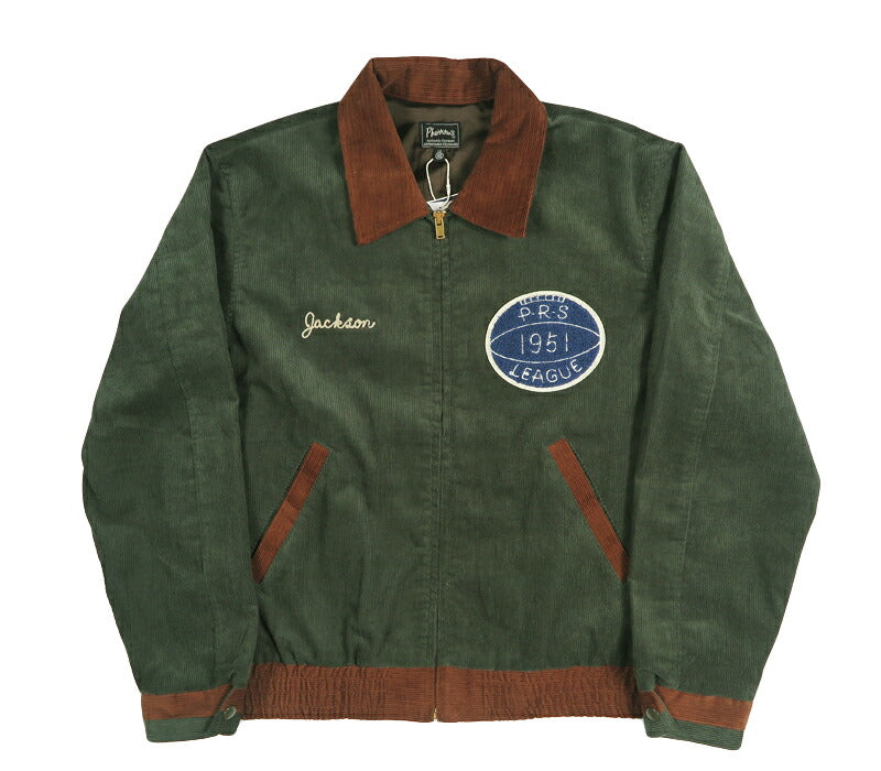 PHERROW'S Cordjacke mit Buchstabenstickerei, Aufnähern und Collegejacken-Stil 26W-PFCJ1【Neuheit Herbst/Winter 2026】