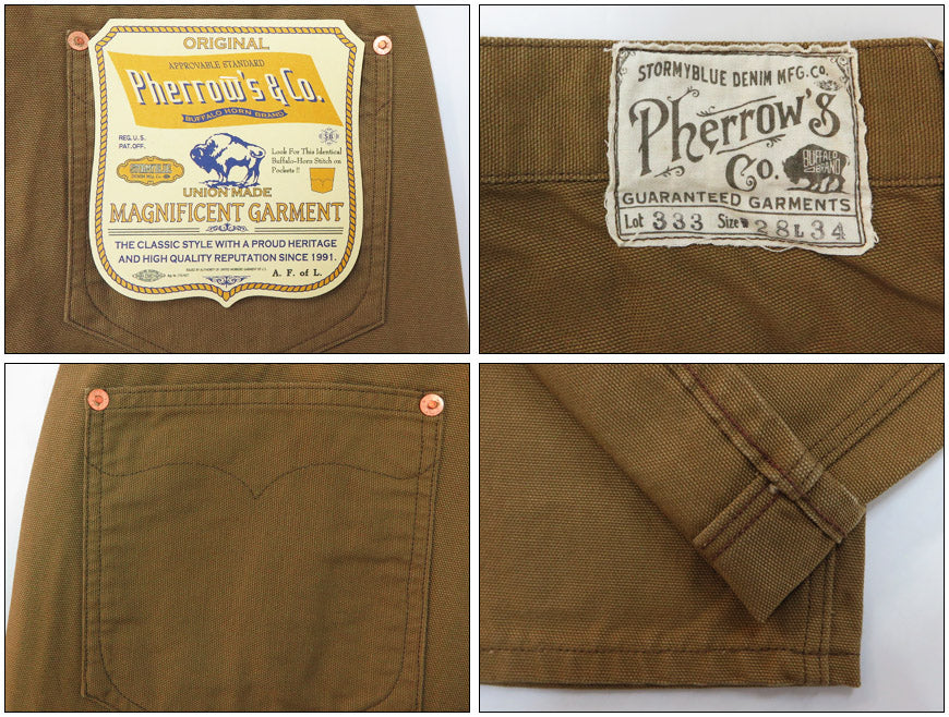フェローズPherrow's1930'sブラウンダックワークパンツ333WP