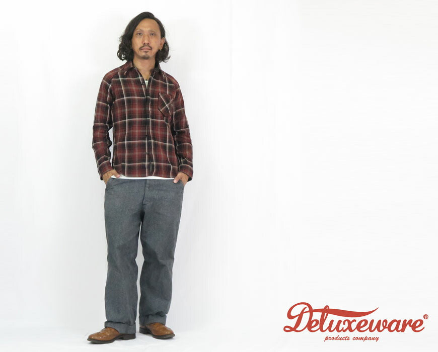 デラックスウェア DELUXEWARE แขนยาว เชิ้ต เช็ค ลากรานสลีฟ "DELUXE STYLE SHIRT" 7649B