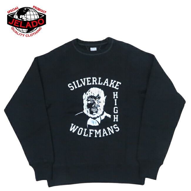 JELADO ジェラード Freedom Sleeve Rundstrick Crewneck Sweatshirt Flockdruck Wolf Man Ausstellungslimitierte Edition AB03217 【2023-24 Herbst/Winter Neuheiten】