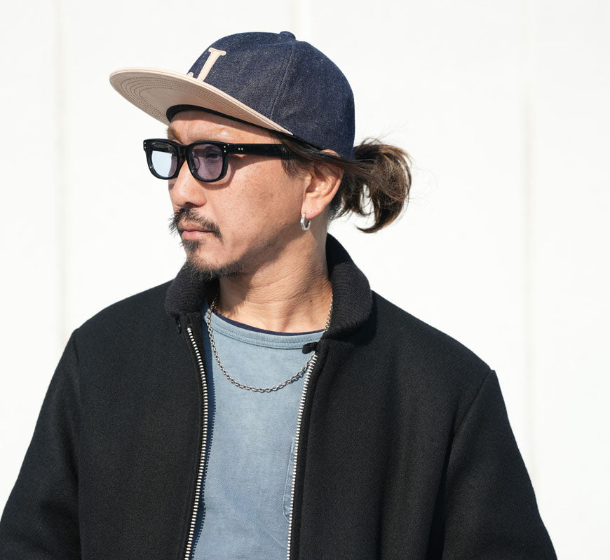 JELADO × BRUNEL ＆ Co. HATMAKERS Leder / Denim Baseballkappe Weißes Etikett Last Resort ジェラード ブルーネル AB21750