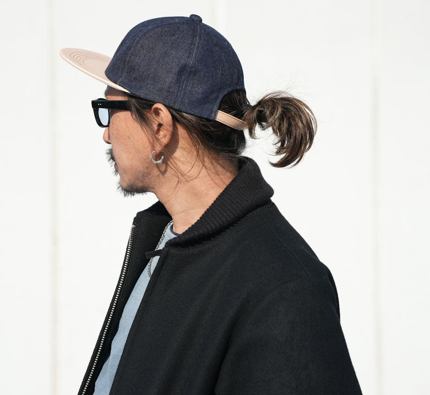 JELADO × BRUNEL ＆ Co. HATMAKERS Leder / Denim Baseballkappe Weißes Etikett Last Resort ジェラード ブルーネル AB21750