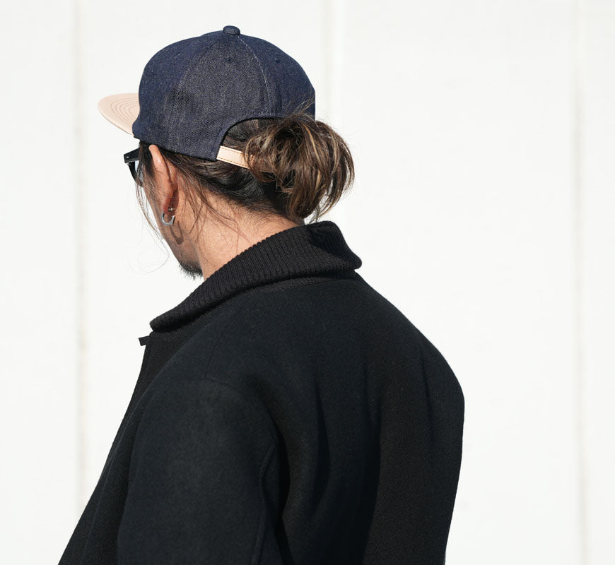 JELADO × BRUNEL ＆ Co. HATMAKERS Leder / Denim Baseballkappe Weißes Etikett Last Resort ジェラード ブルーネル AB21750