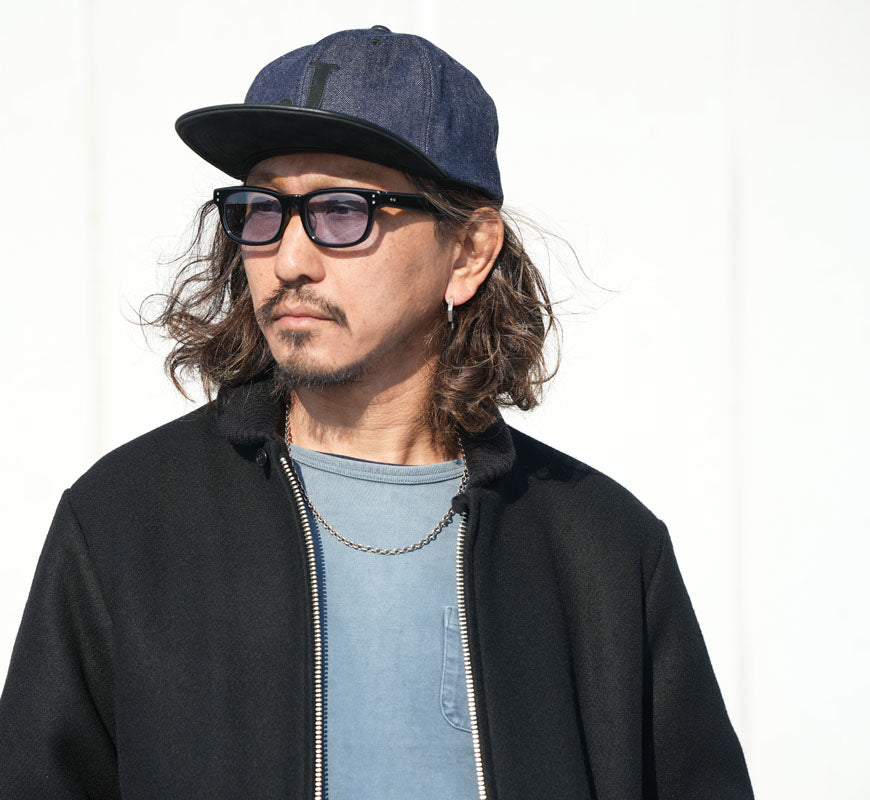 JELADO × BRUNEL ＆ Co. HATMAKERS Leder / Denim Baseballkappe Weißes Etikett Last Resort ジェラード ブルーネル AB21750