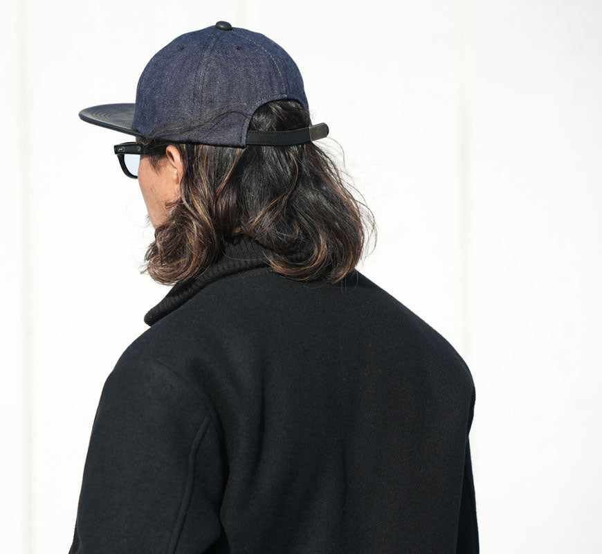 JELADO × BRUNEL ＆ Co. HATMAKERS Leder / Denim Baseballkappe Weißes Etikett Last Resort ジェラード ブルーネル AB21750