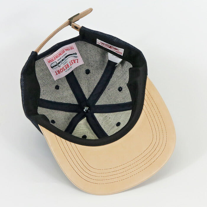 JELADO × BRUNEL ＆ Co. HATMAKERS Leder / Denim Baseballkappe Weißes Etikett Last Resort ジェラード ブルーネル AB21750