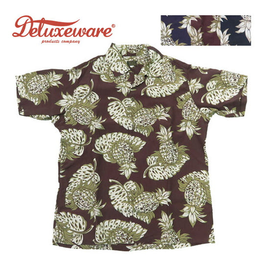 デラックスウェア DELUXEWARE เสื้อฮาวายแขนสั้นผ้าเรยอน ลาย「50s PINE REEF」AL-18S
