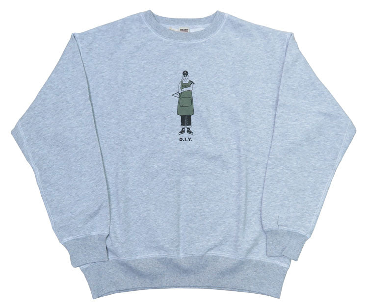 バーンズ BARNS Flachnäher Crewneck Sweatshirt Trainer Print Super Heavyweight Extra dick Pigmentgefärbt „D.I.Y“ BR-24351