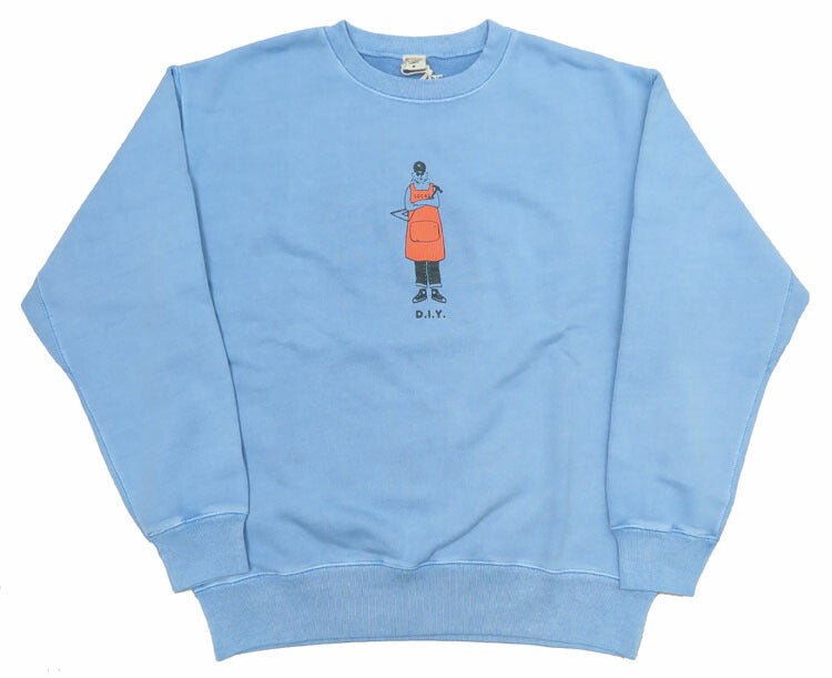 バーンズ BARNS Flachnäher Crewneck Sweatshirt Trainer Print Super Heavyweight Extra dick Pigmentgefärbt „D.I.Y“ BR-24351