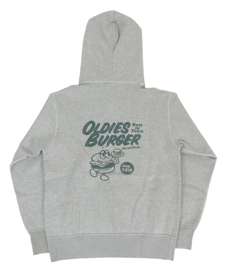 バーンズ BARNS 長袖 COZUN プルオーバー スウェット パーカー プリント "OLDIES BURGER" BR-24394