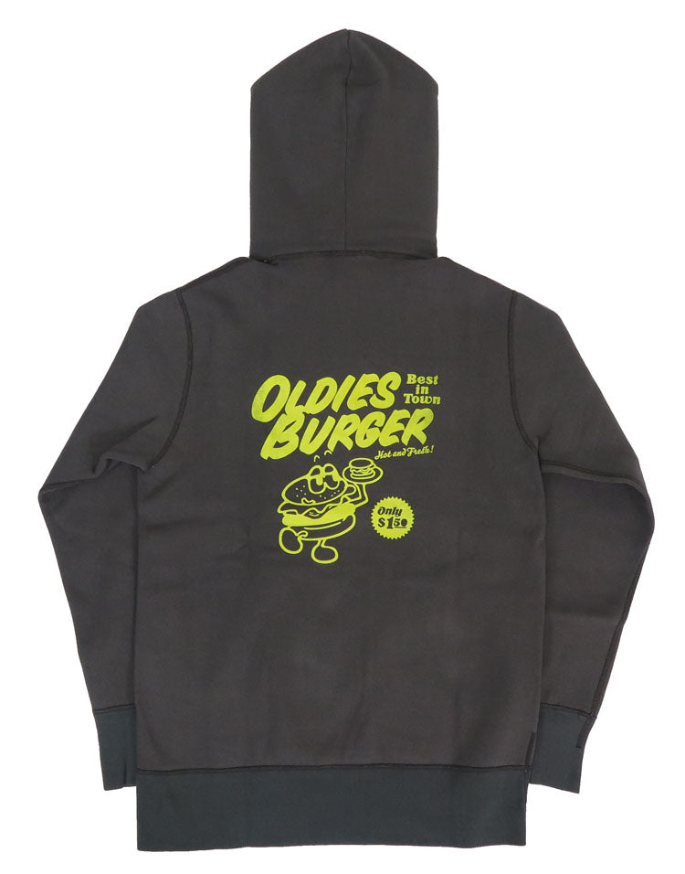 バーンズ BARNS 長袖 COZUN プルオーバー スウェット パーカー プリント "OLDIES BURGER" BR-24394